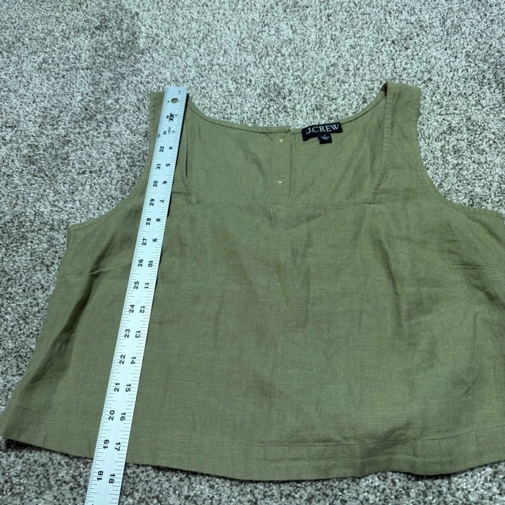 J. CREW Squareneck Button Back Top Linen Dusty Fatigue Green CK494 Women S